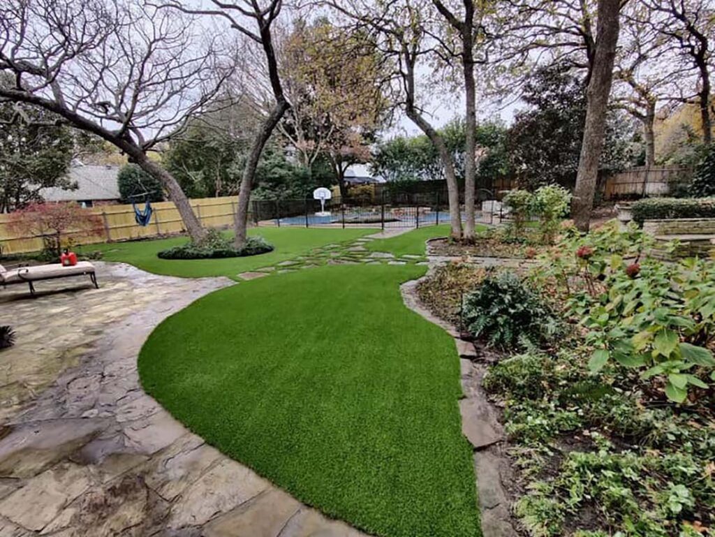 artificial turf in a backyard